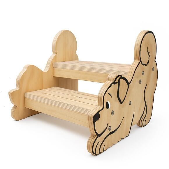 NWT Motherly Haven Wooden Step Stool for Toddlers & Kids, 2-Step Dog Design, - Picture 1 of 7